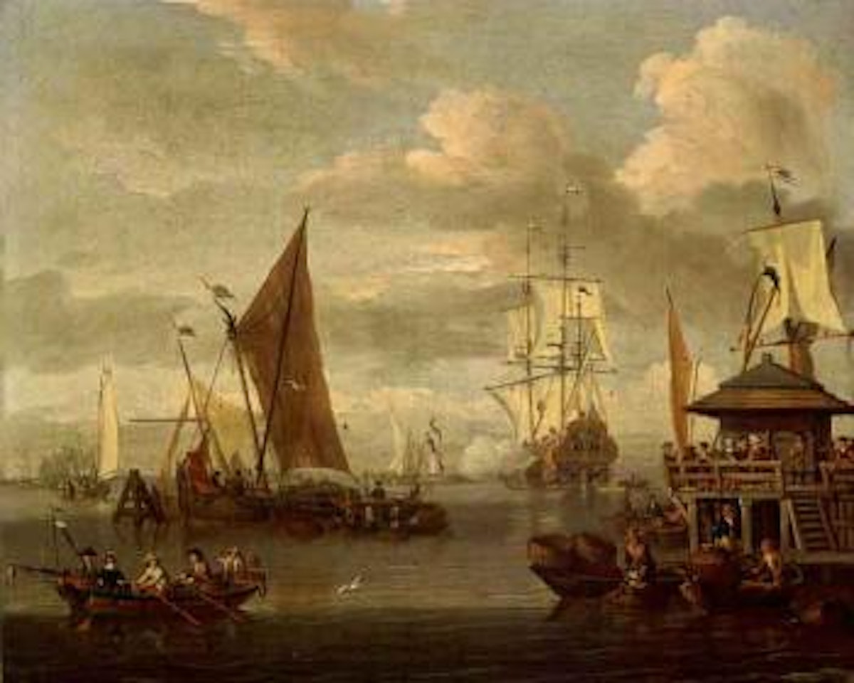 Ships in harbour by Abraham Storck