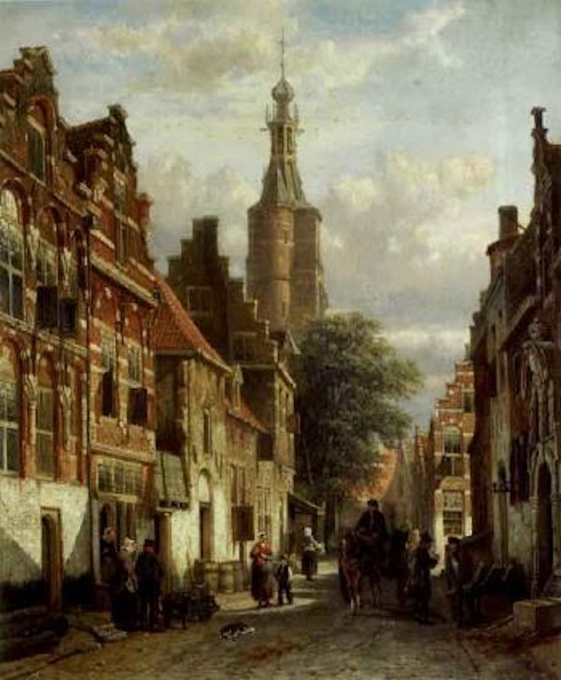 Vue vers le tour de la petite Eglise a Zalt Brommel, Province de Gueldres by Cornelis Springer