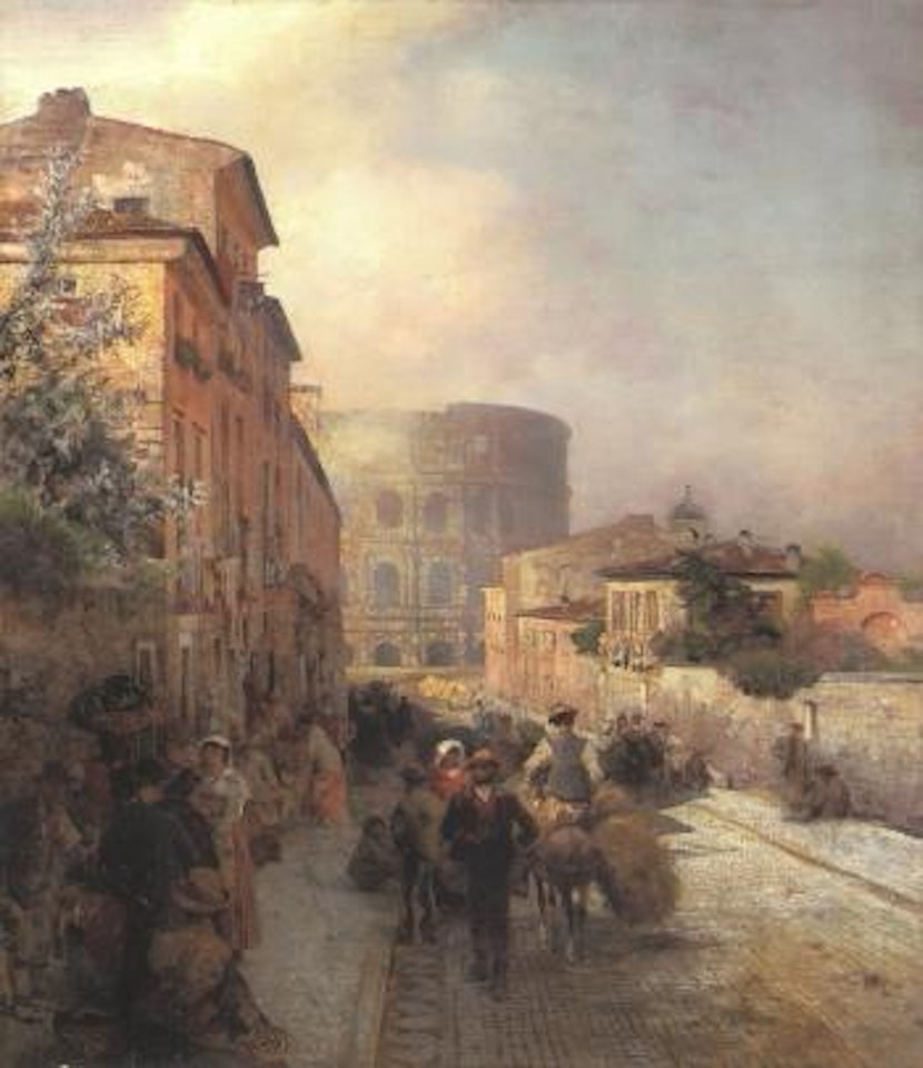 Roman street by Oswald Achenbach