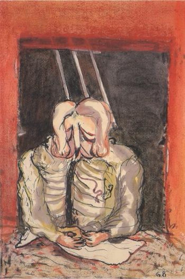 Figure at table by Georg Baselitz
