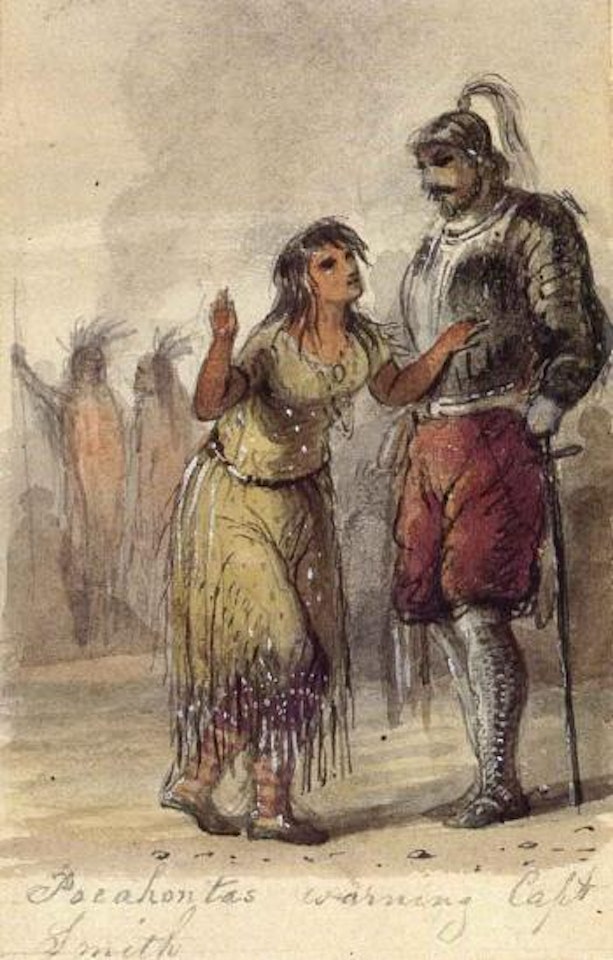 Pocahontas warning Captain John Smith by Alfred Jacob Miller