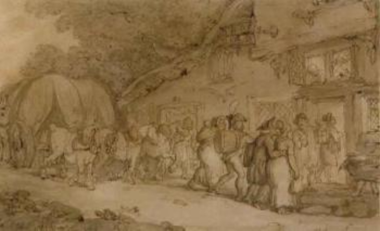 Arriving at the inn by Thomas Rowlandson
