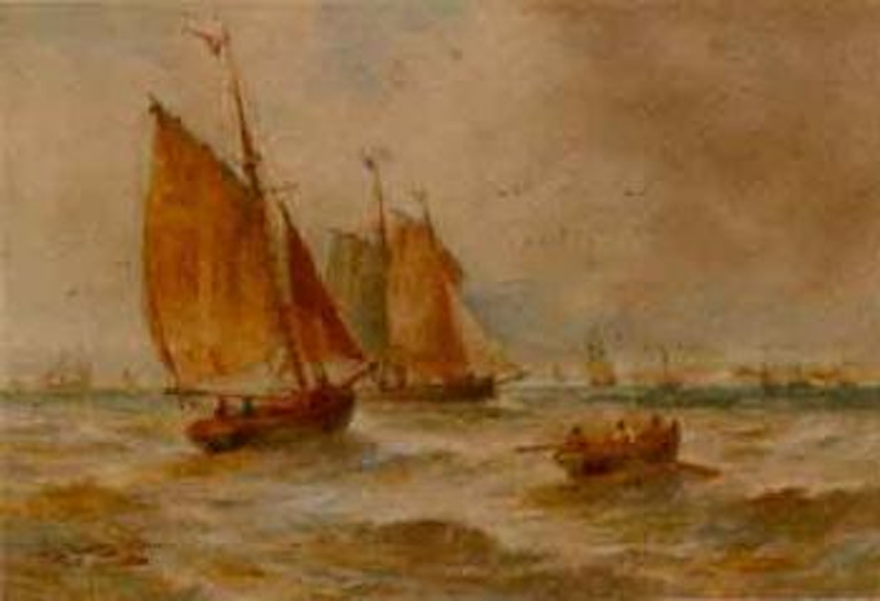 Fishing vessels in coastal waters by Thomas Bush Hardy