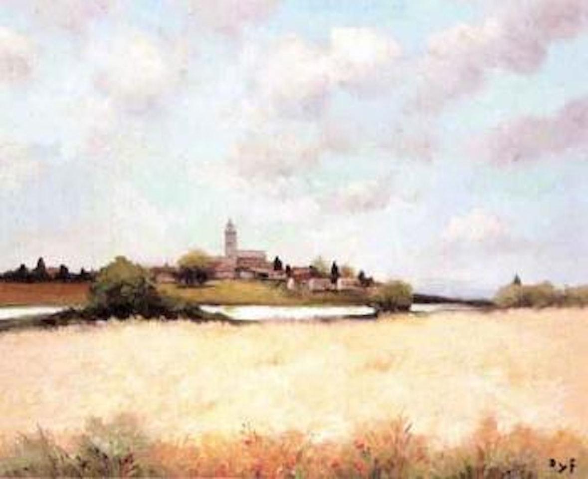 Paysage provencal avec village by Marcel Dyf