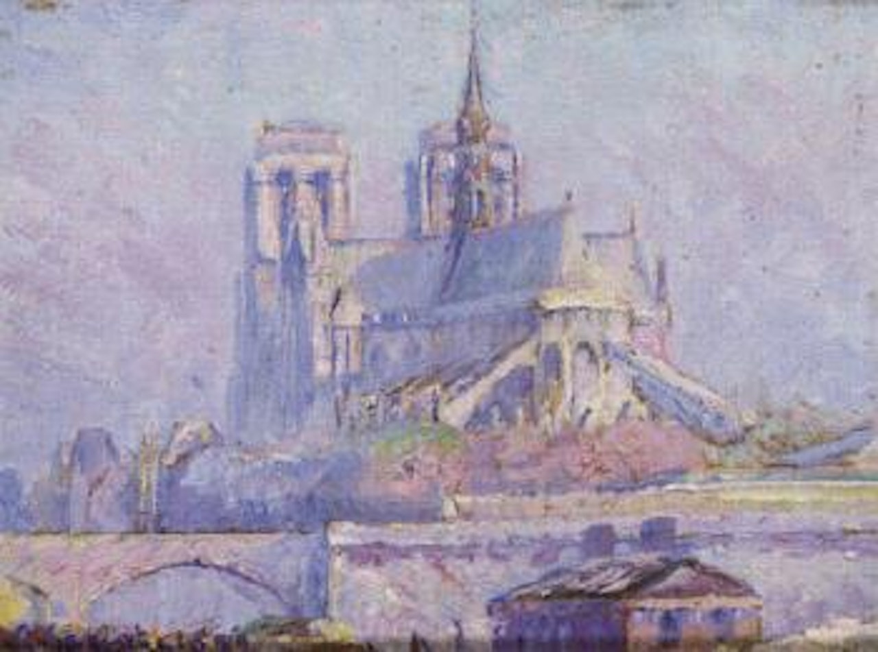 Paris, Notre-Dame, vue du port aux Vins, vers 10 H 1/2, automne by Gustave Cariot
