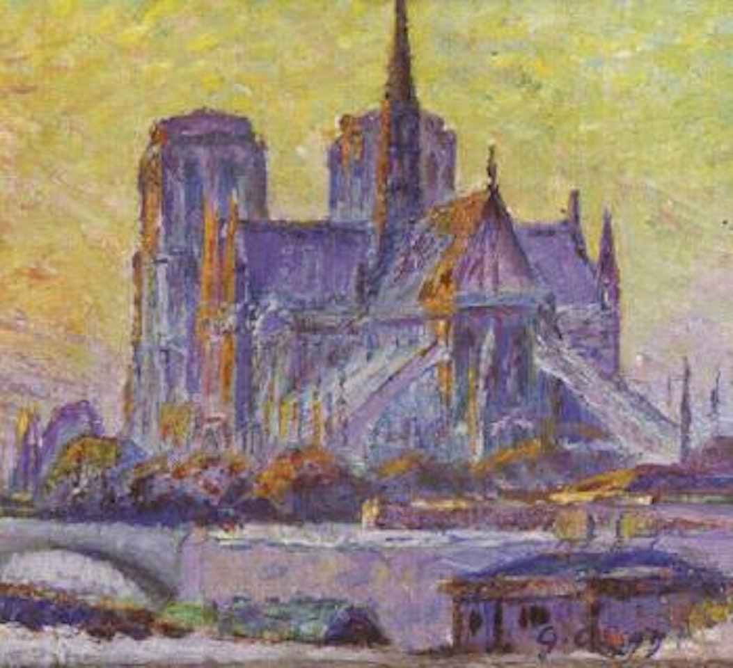 Paris, Notre-Dame, vue du port aux Vins, vers 5 heures du soir by Gustave Cariot