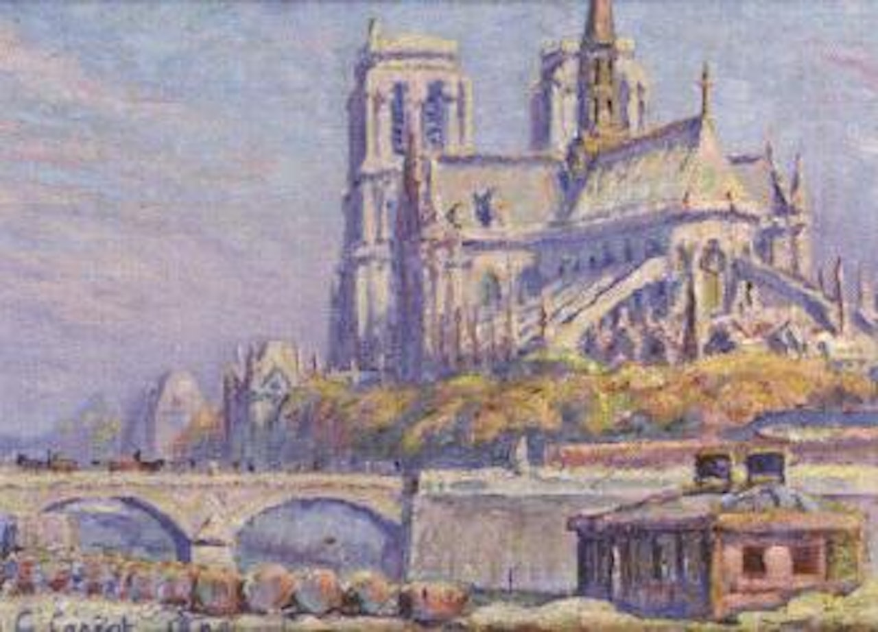 Paris, Notre-Dame, vue du port aux Vins, ver 9 H 1/2, automne by Gustave Cariot