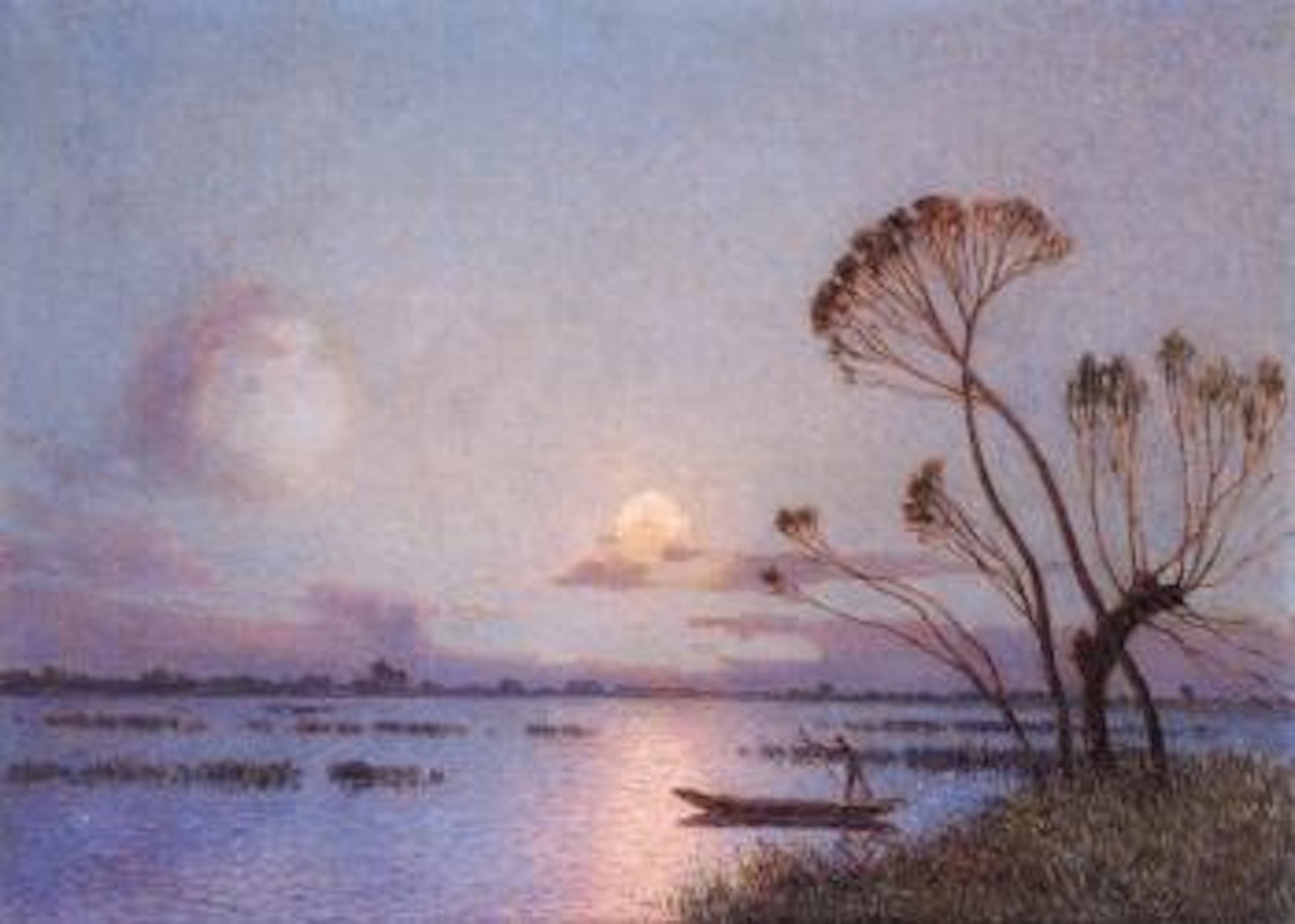 Paysage de briere au clair de lune by Ferdinand du Puigaudeau