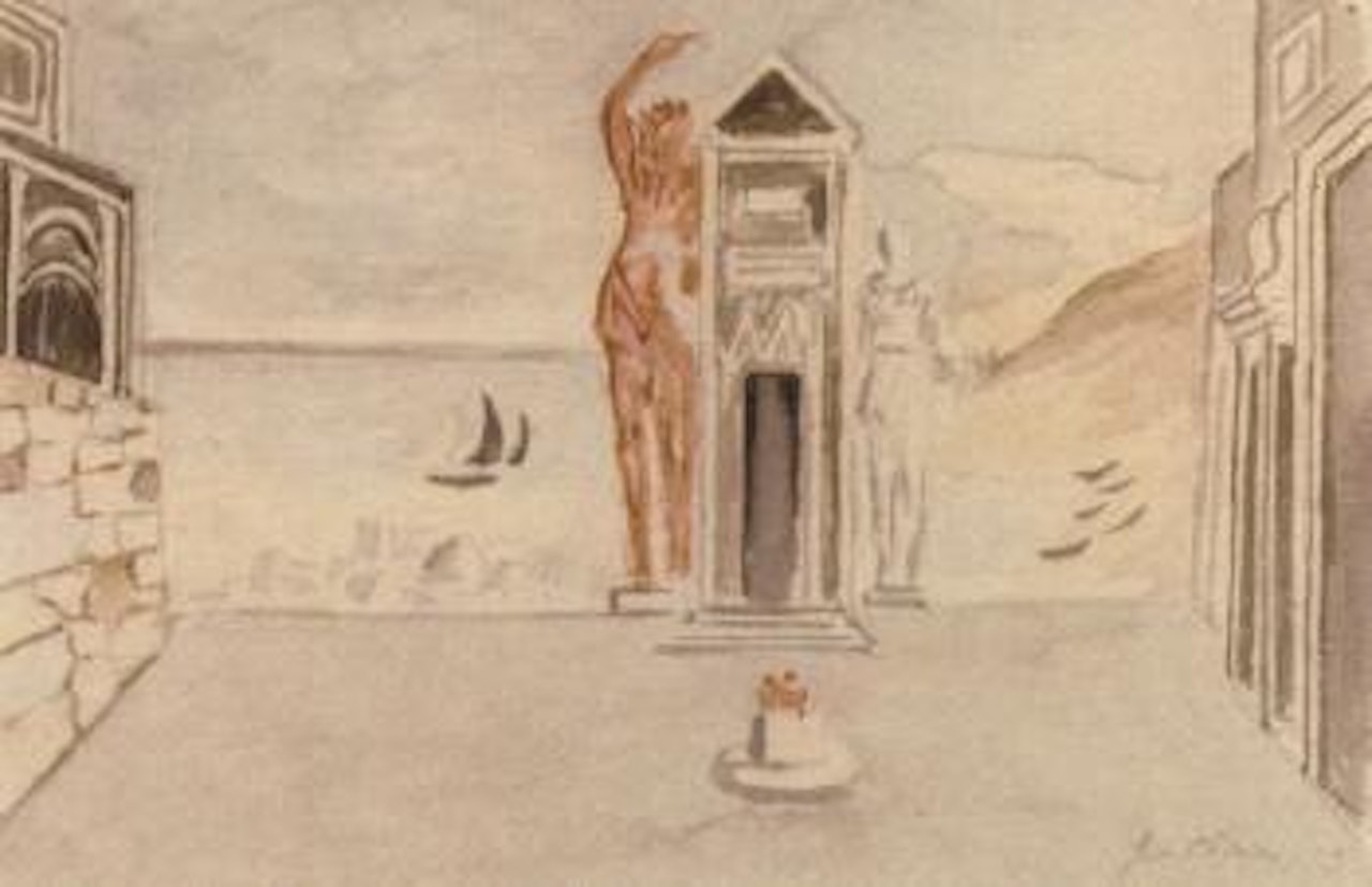 Scena per il Teatro di Atene, Tempio by Giorgio de Chirico