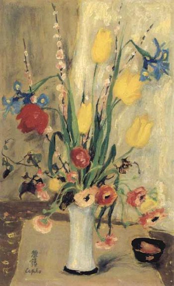 Yellow tulips and rununculus by Le Pho