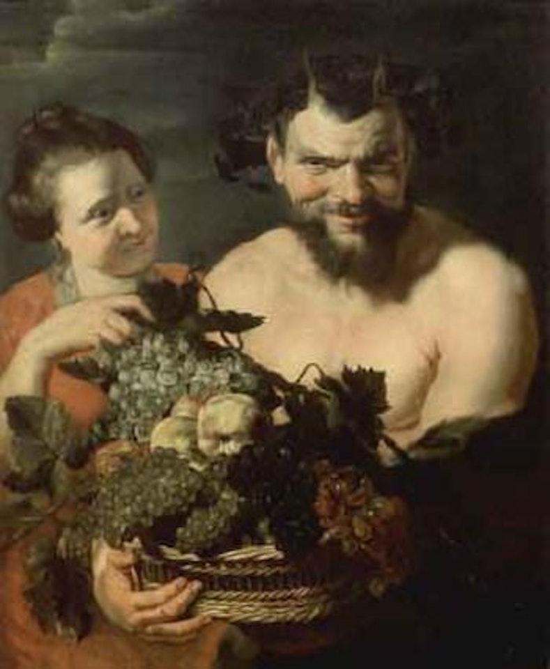 Jeune femme et satyre a la corbeille de fruits by Jacob Jordaens