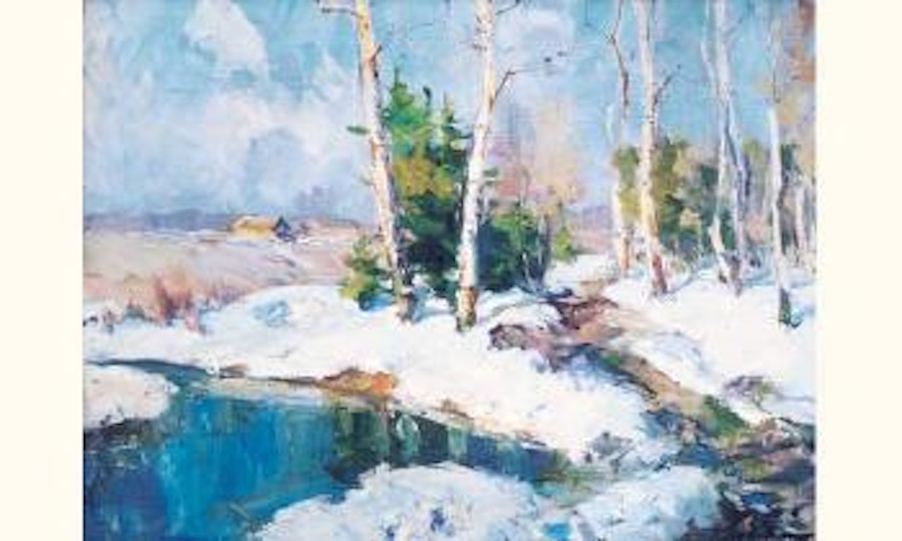 Paysage hivernal aux bouleaux by Georgij Aleksandrovic Lapschin
