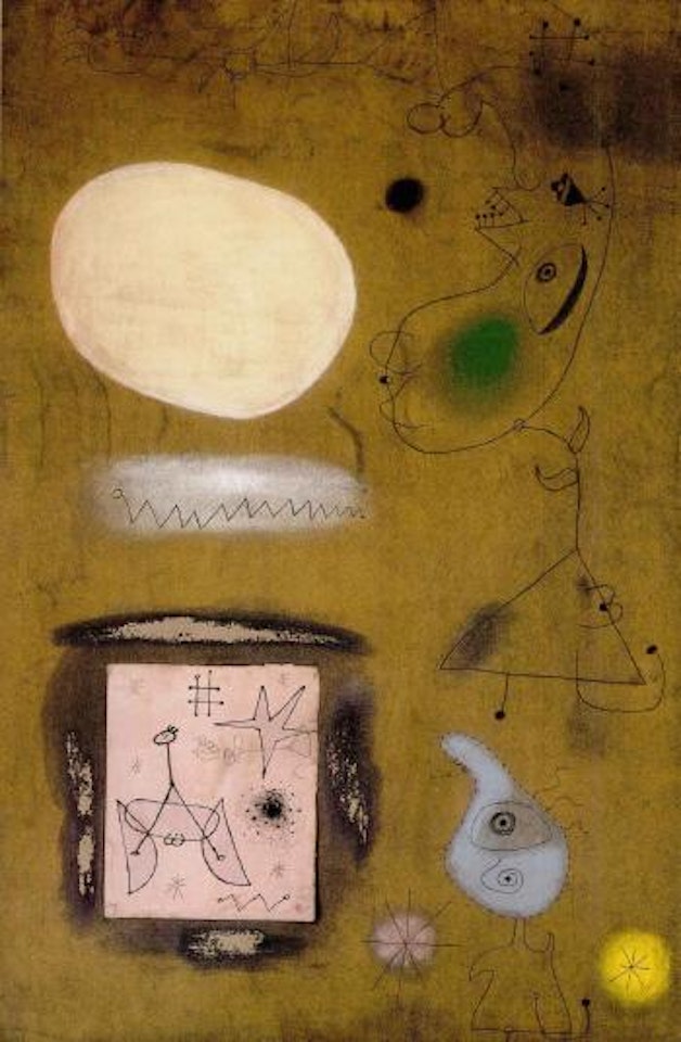 Femmes, oiseaux, etoiles, devant le disque solaire by Joan Miró