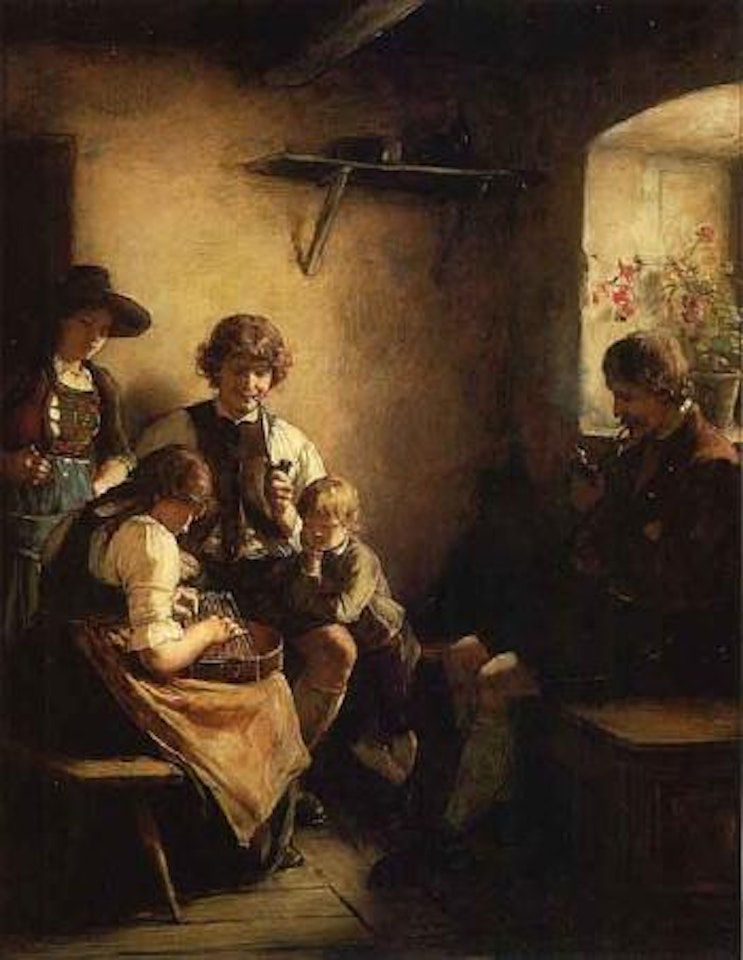 Idyllic family scene by Franz von Defregger