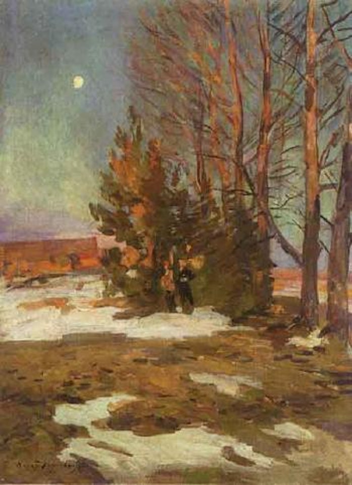 Early spring in a Russian landscape by Konstantin Alekseevich Korovin