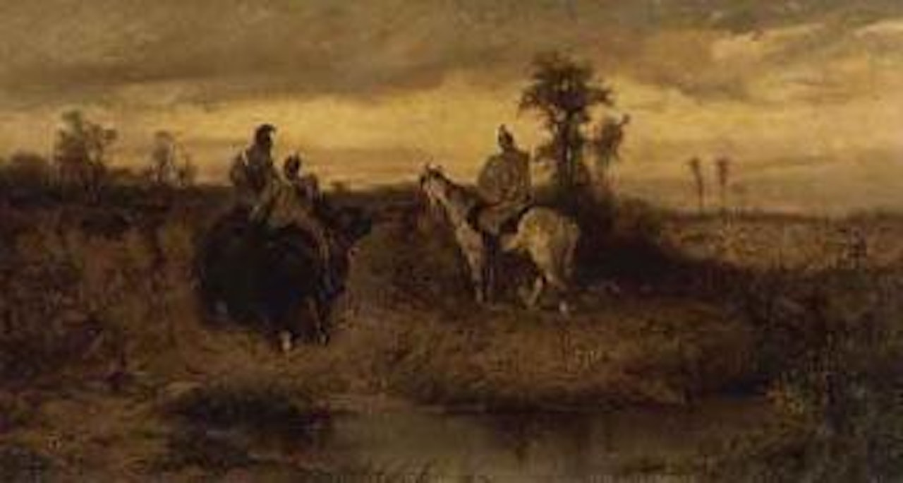 Cavaliers on patrol by Adolf Schreyer