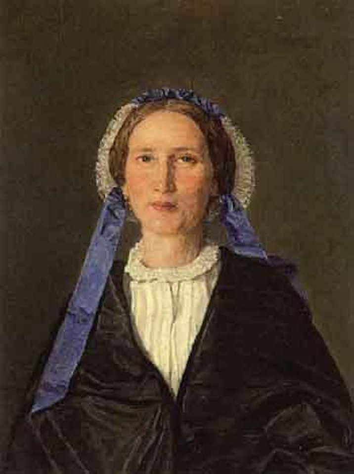 Portrait of a woman wearing a black coat by Ferdinand Georg Waldmüller