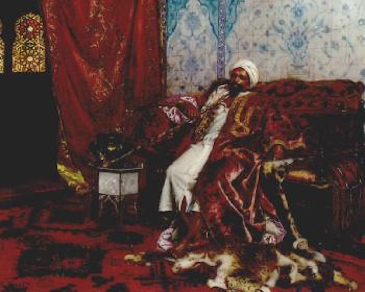 Royal attendant in a palace interior by Rudolf Ernst