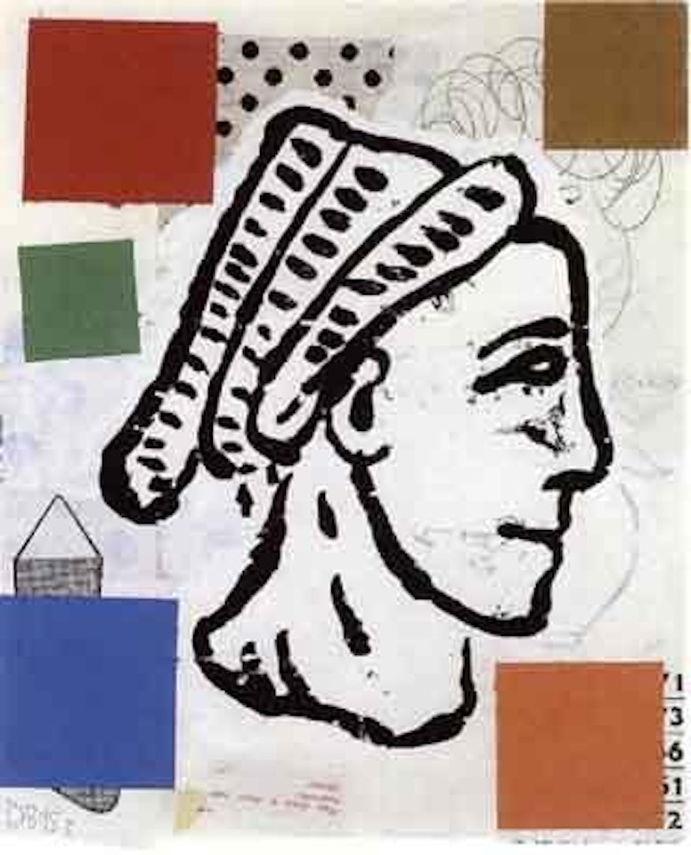 Abstract composition with Greek head No 3 by Donald Baechler