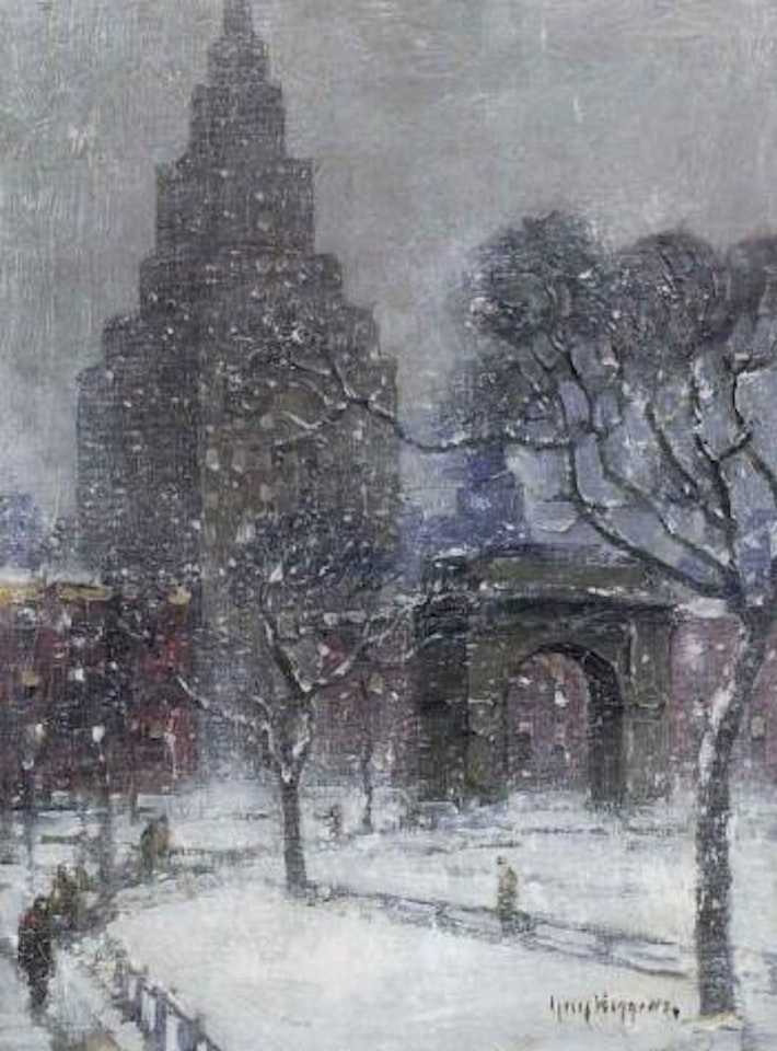 Washington Square, winter, New York by Guy Carleton Wiggins