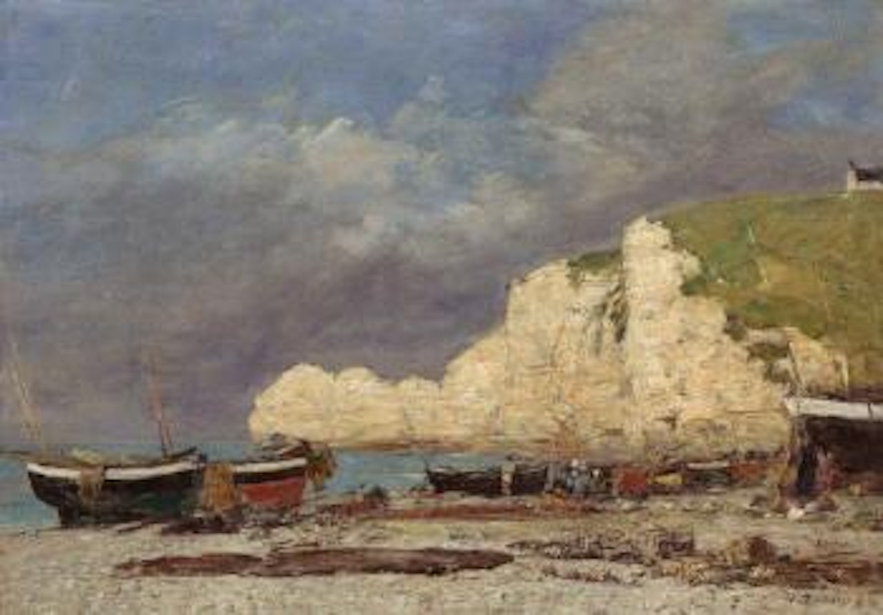 Etretat, la falaise d'Amont by Eugène Boudin