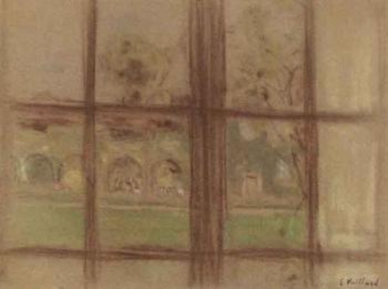 Vue de la Cour des Clayes a travers une fenetre by Édouard Vuillard