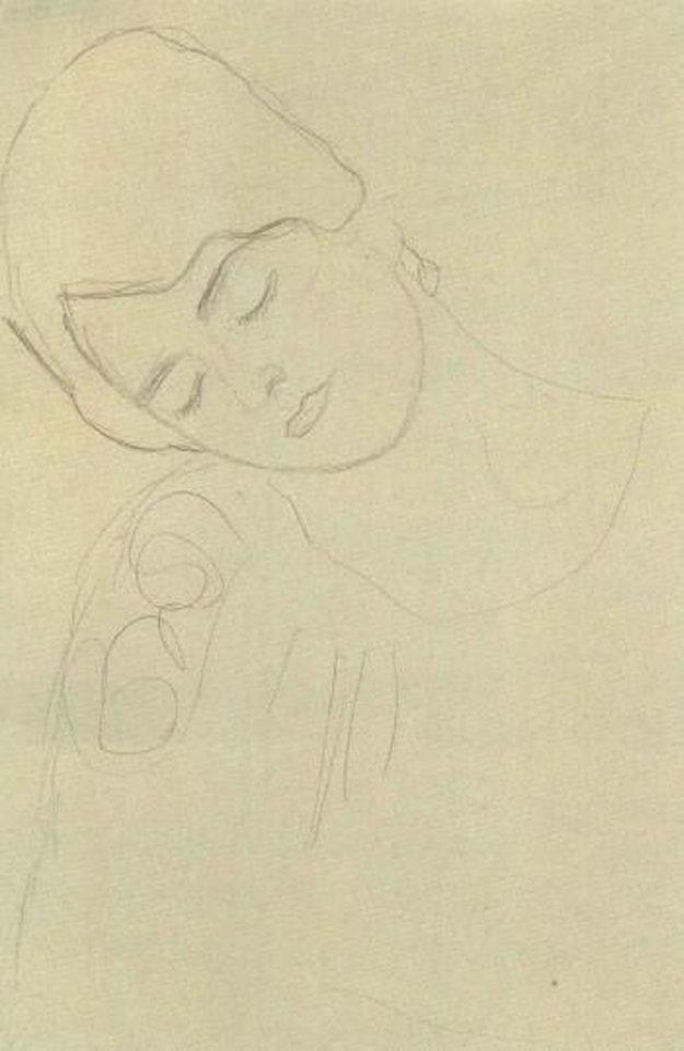 Brustbild eines Madchens - Portrait of a girl by Gustav Klimt