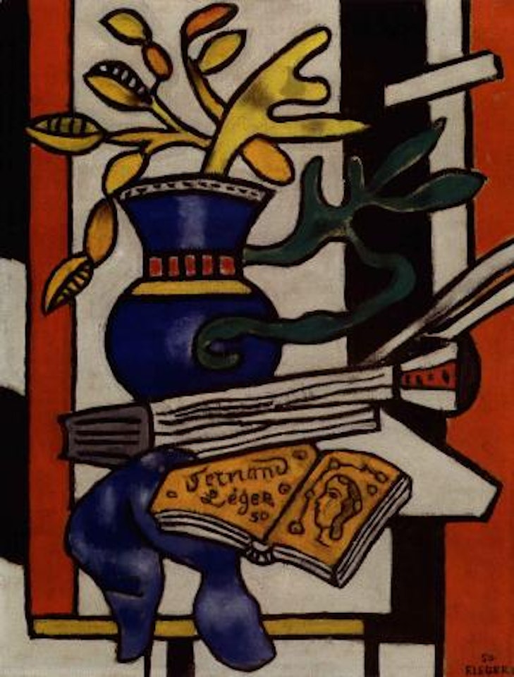 Des leurs jaunes dans un vase bleu by Fernand Leger
