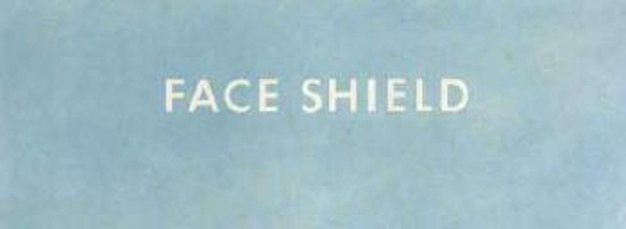 Face shield by Ed Ruscha