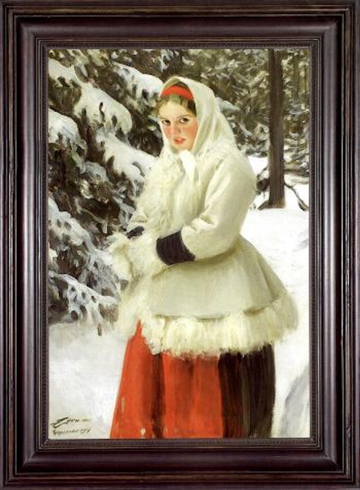 Girl from Orsa in winter costume by Anders Zorn