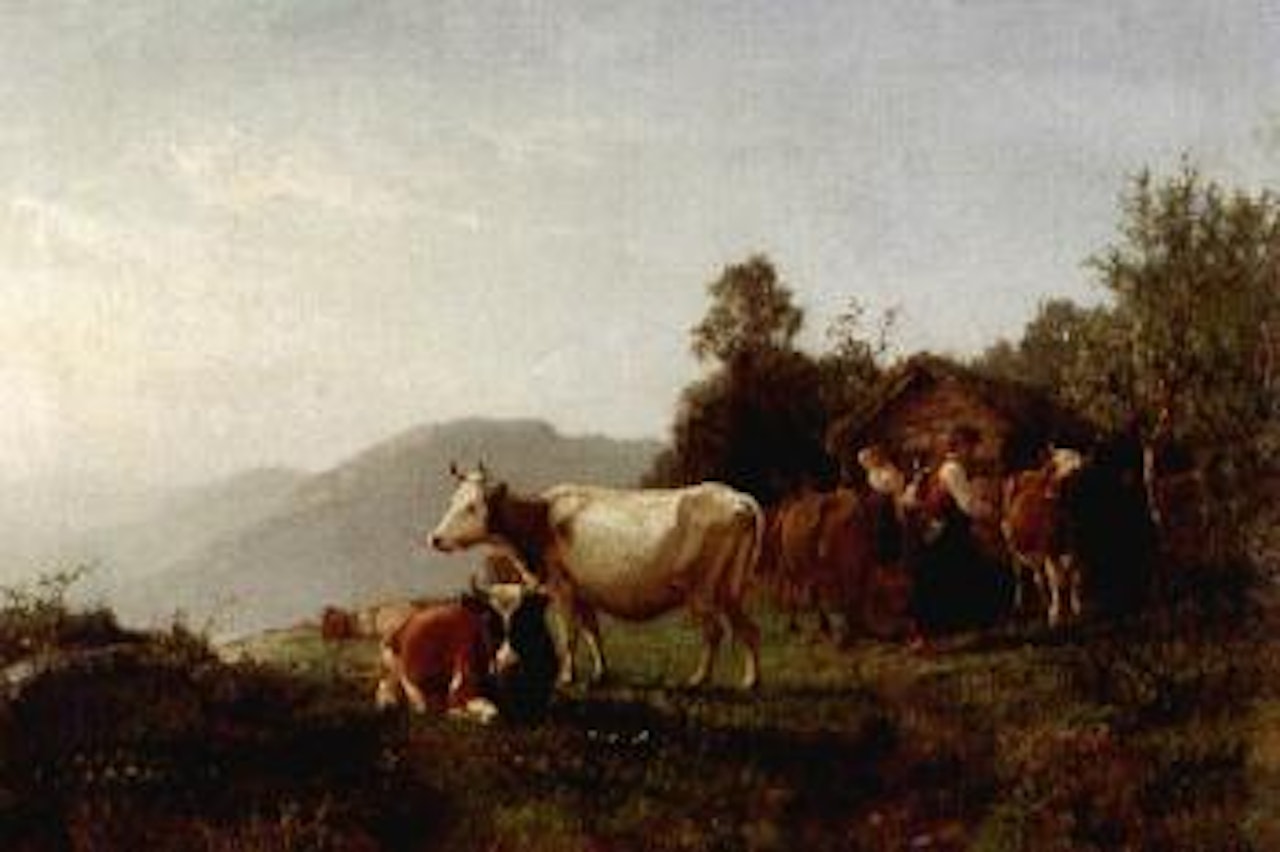 Summer landscape with cattle by Anders Monsen Askevold