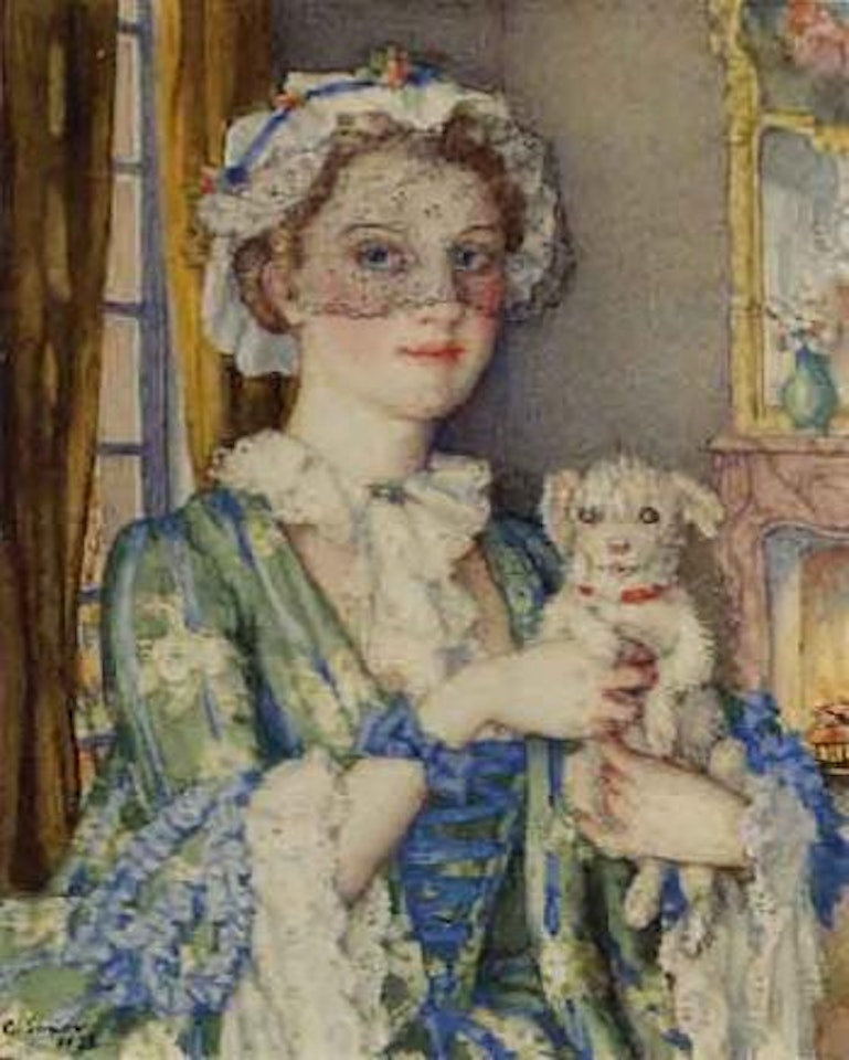 Young lady with lapdog by Konstantin Somov