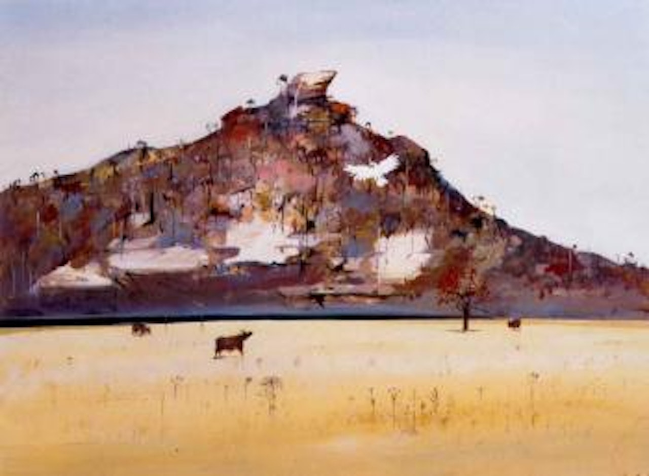 Pulpit Rock with cows and cockatoos by Arthur Merric Bloomfield Boyd