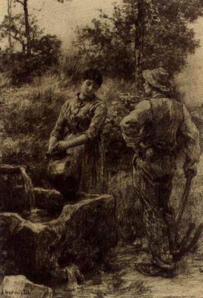 At the well by Léon Augustin Lhermitte