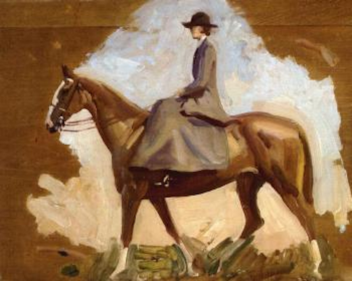 Lady Munnings on horseback by Alfred James Munnings