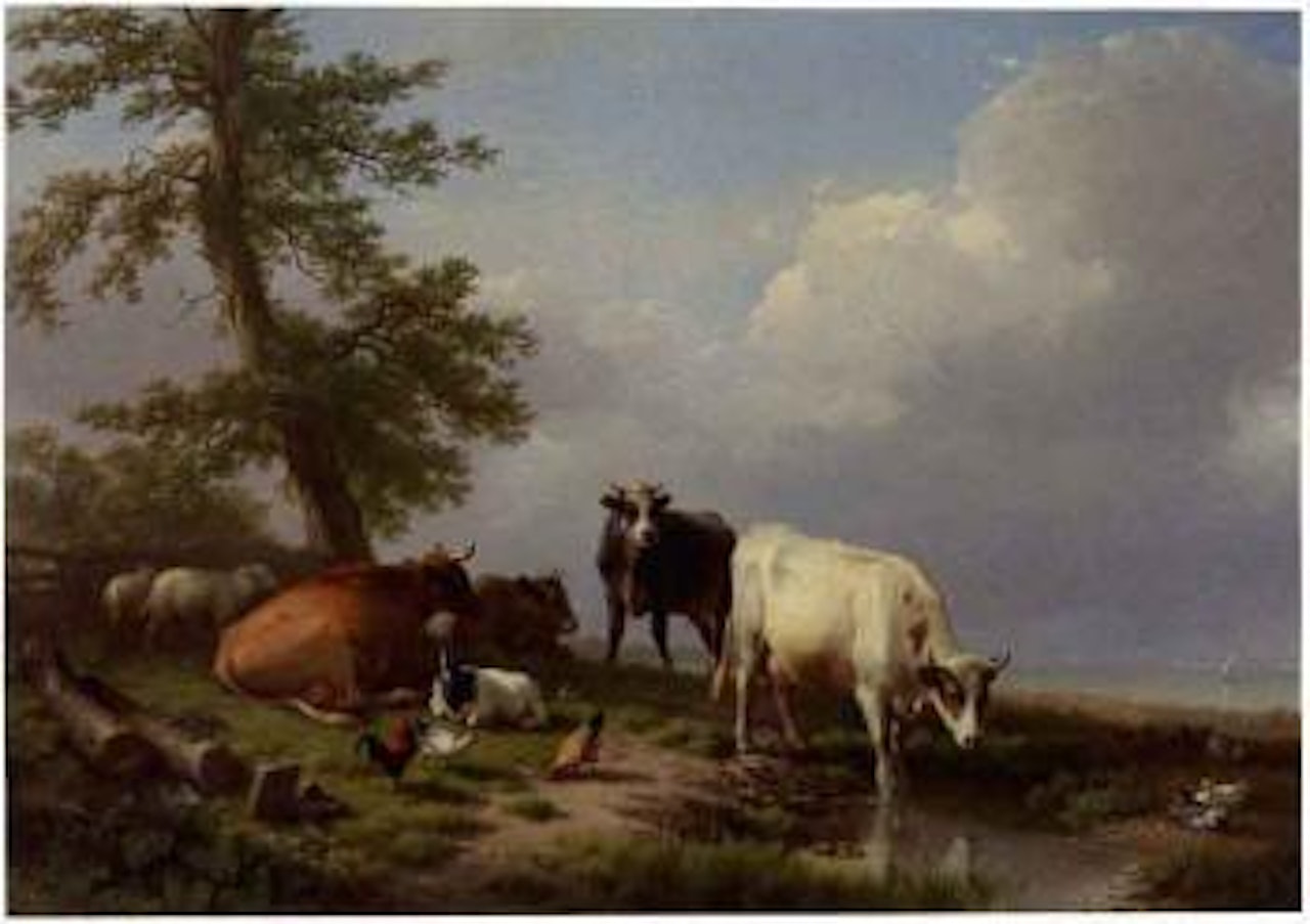 Animals grazing near the sea by Eugène Joseph Verboeckhoven