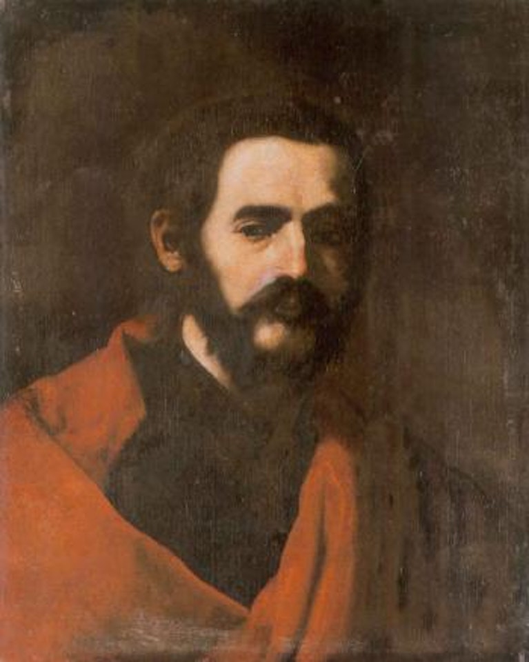 Portrait of a bearded man in a red cloak by Jusepe de Ribera