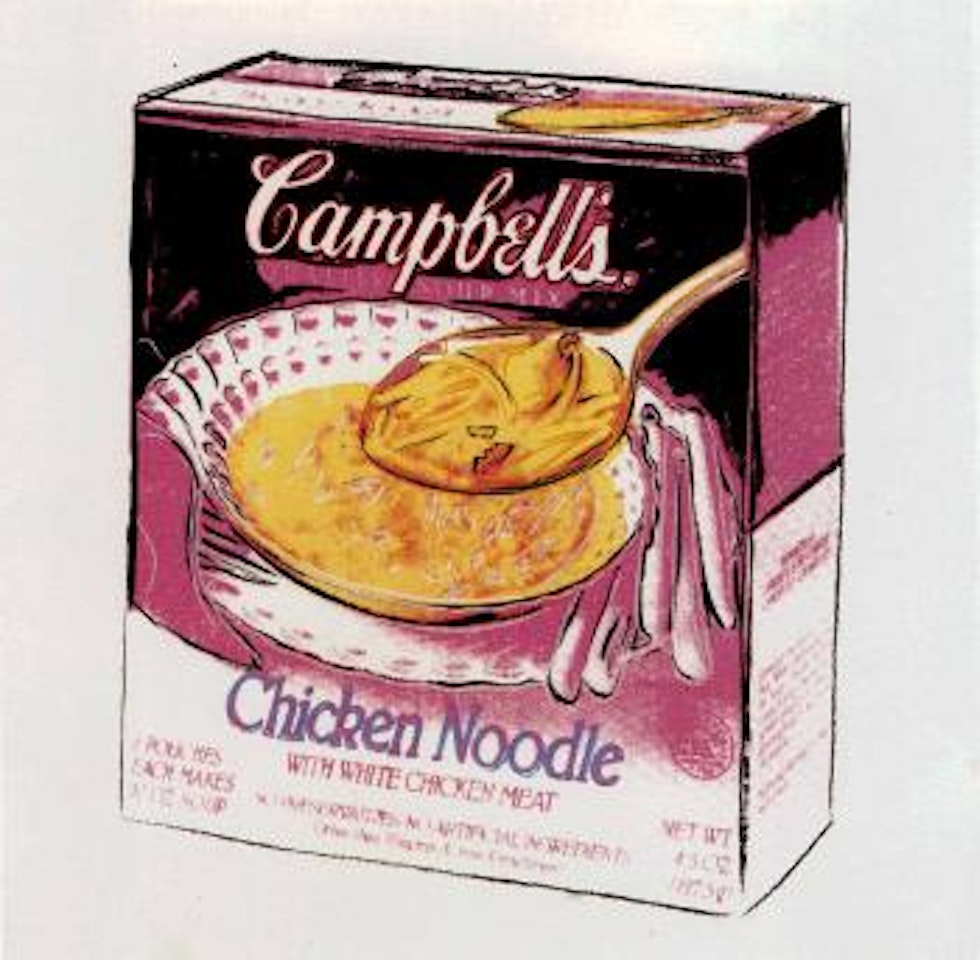 Campbell's soup box, chicken noodle by Andy Warhol