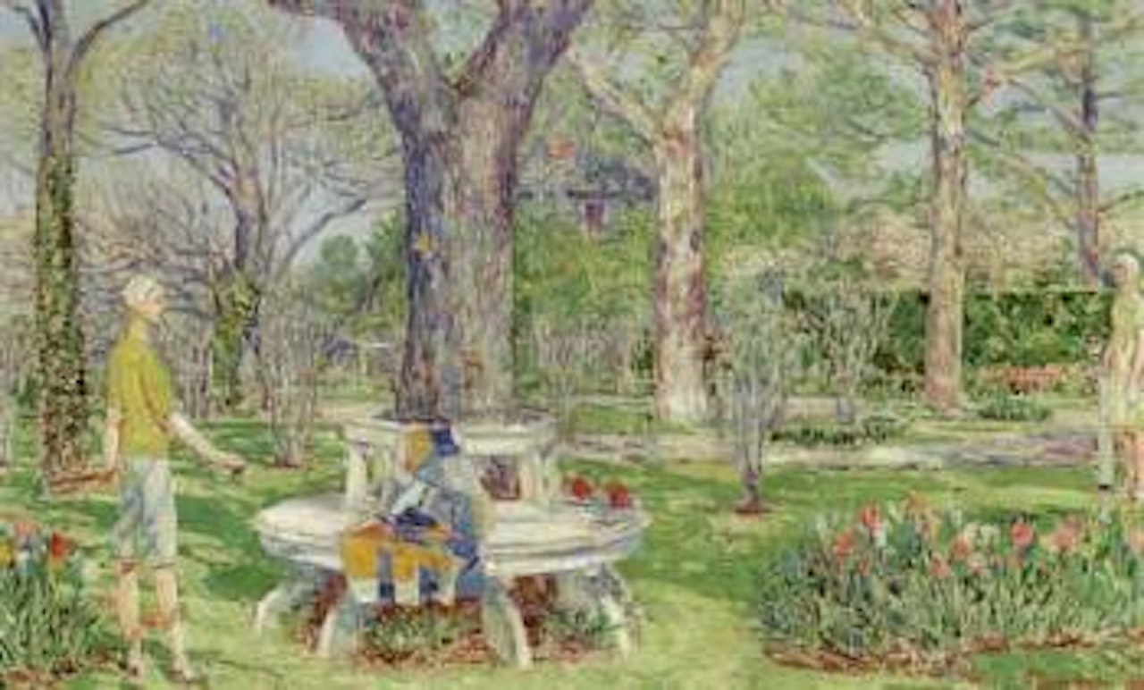 Golf in early spring, East Hampshire, New York by Childe Hassam