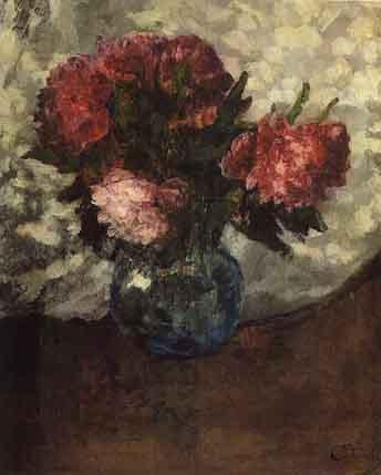 Peonies in round vase by Carl Schuch