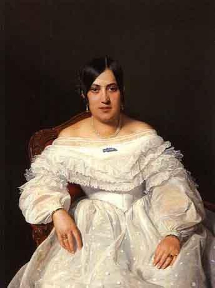 Young woman in white dress by Ferdinand Georg Waldmüller