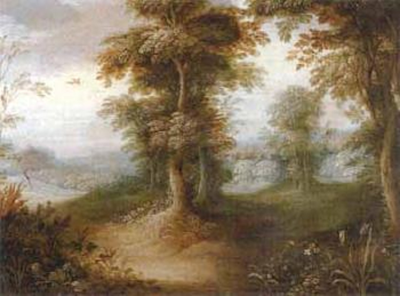 Landscape with trees and birds by Paul Bril