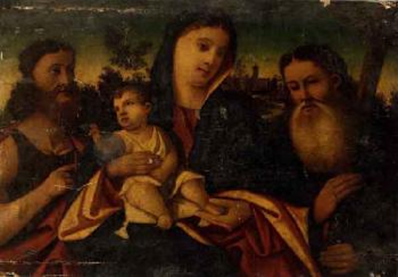 Madonna and Child in a landscape with two saints by Venetian School