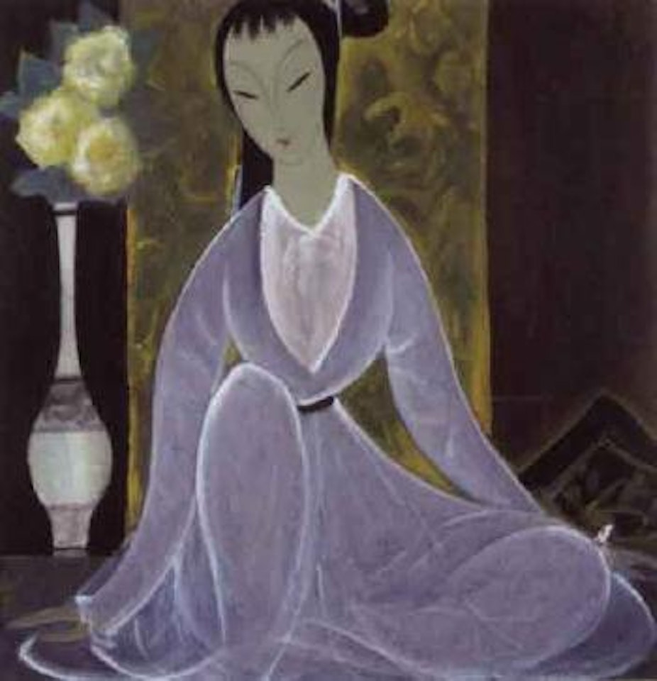 Pensive lady by Lin Fengmian