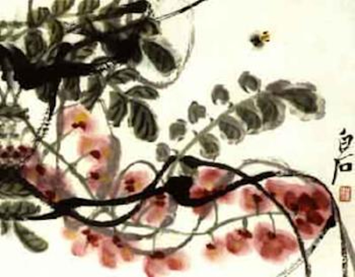 Bee and wisteria by Qi Baishi