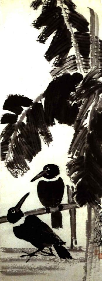 Two parson crows under plantain by Qi Baishi