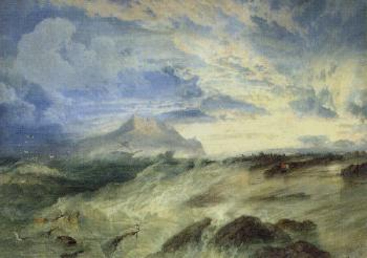 Wreck, a stormy coastal scene by Edward Duncan