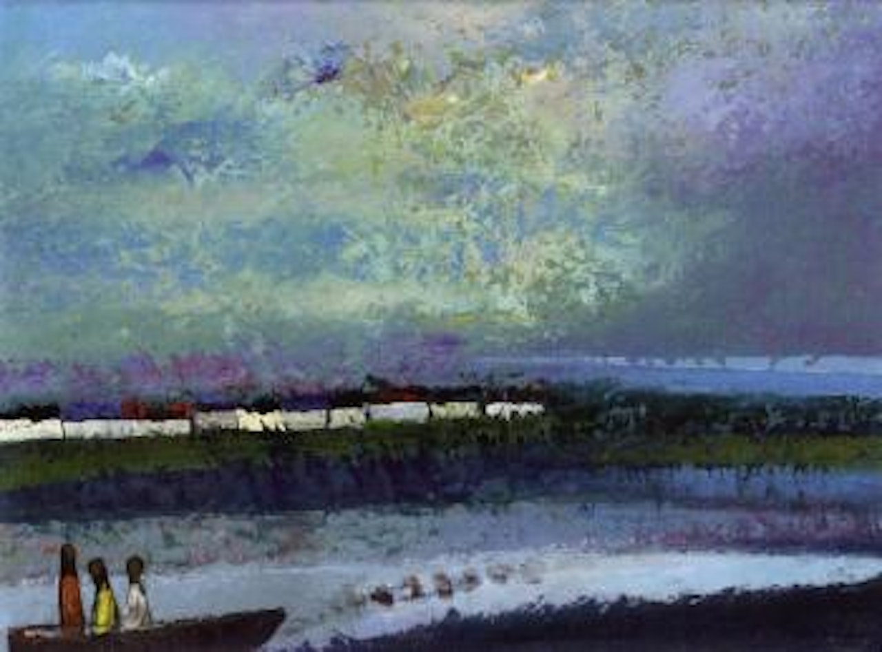 Three figures in a boat by Daniel O'Neill