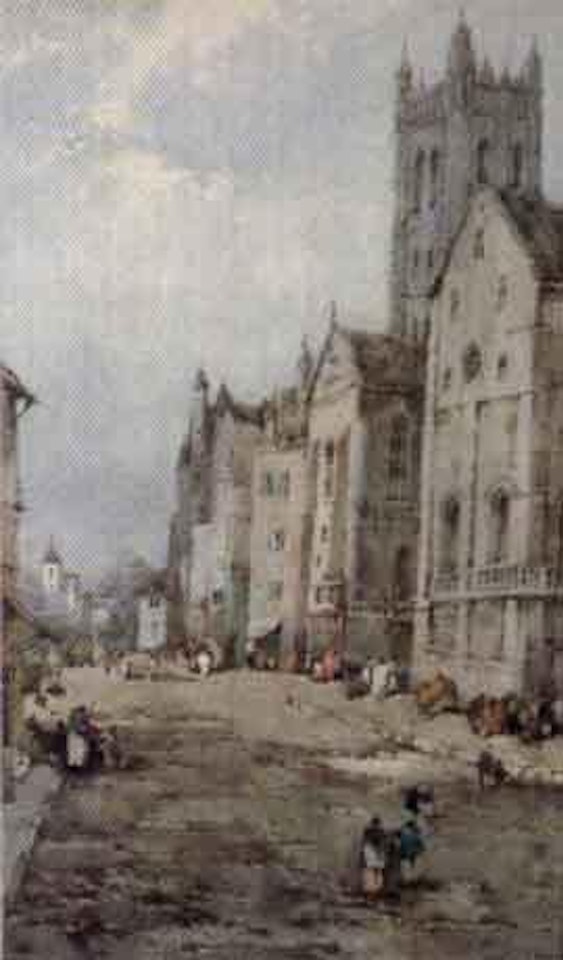 Continental street with figures by Noel Harry Leaver
