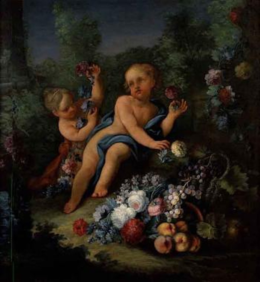 Putti avec guirlandes de fleurs by Italian School